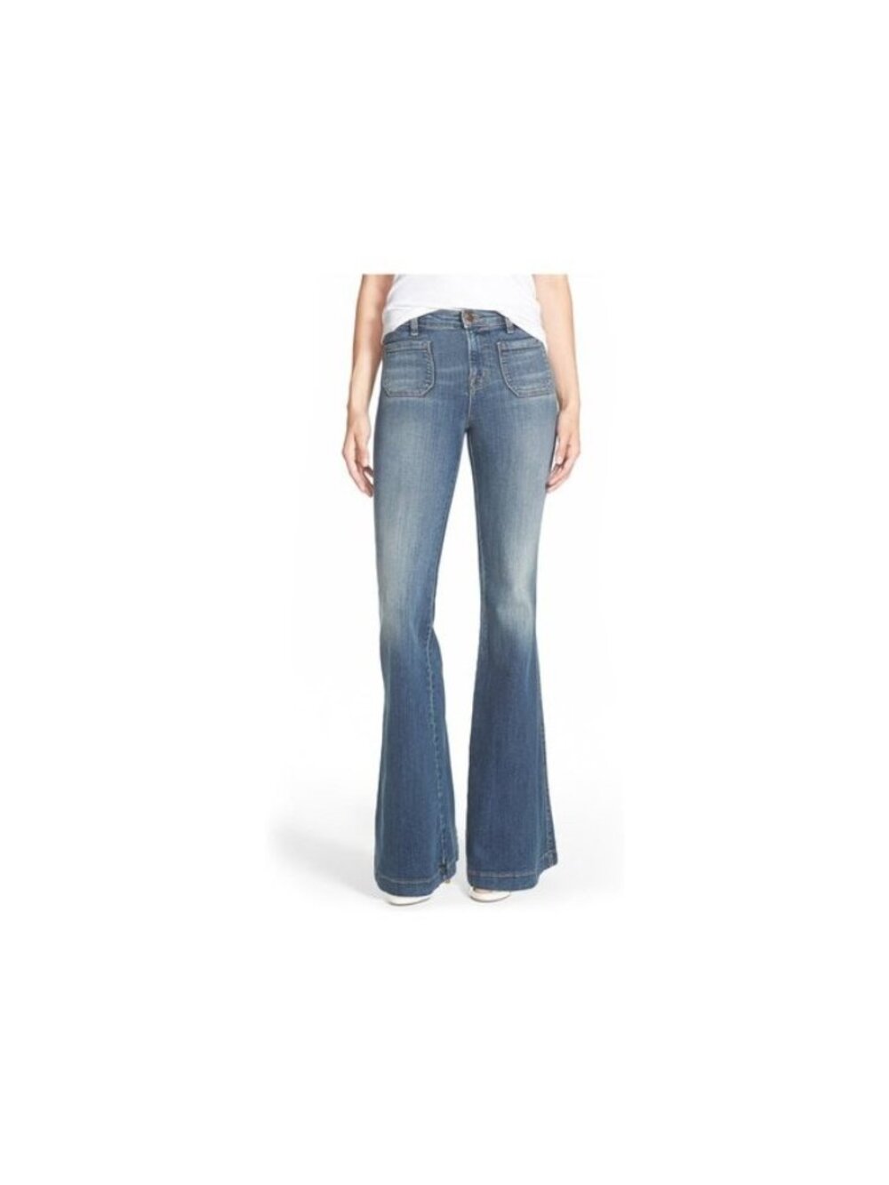 J BRAND JEANS DEMI FLARE ASHBURY BLUE 32 patch pocket stretch denim retro